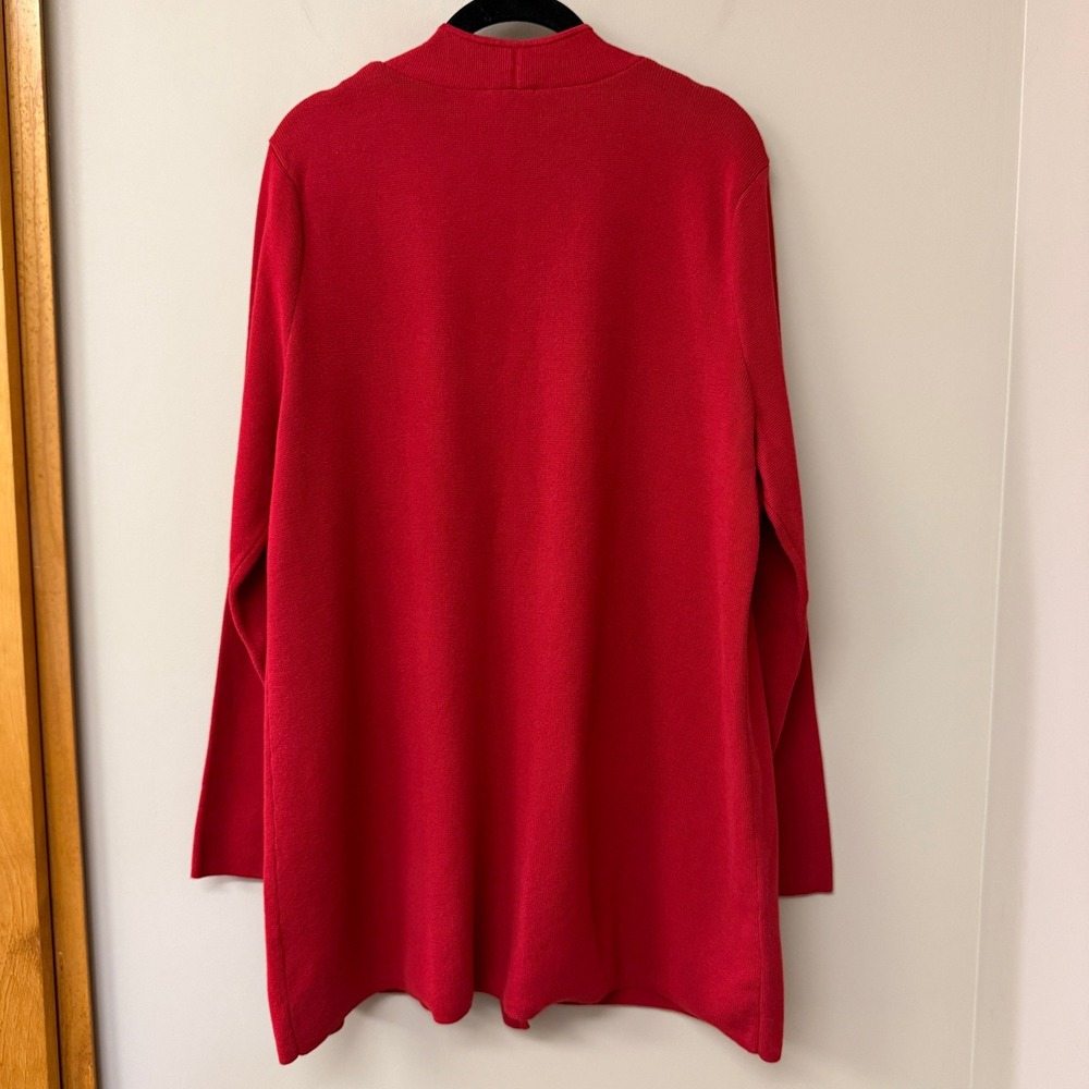 NWT Talbots Womens Open Front Longline Cardigan Cotton Size XL Red Knit Sweater - Picture 5 of 8